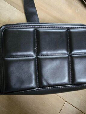 Amanda Uprichard Black Quilted Vegan Leather Belt Bag Fanny Pack Gold